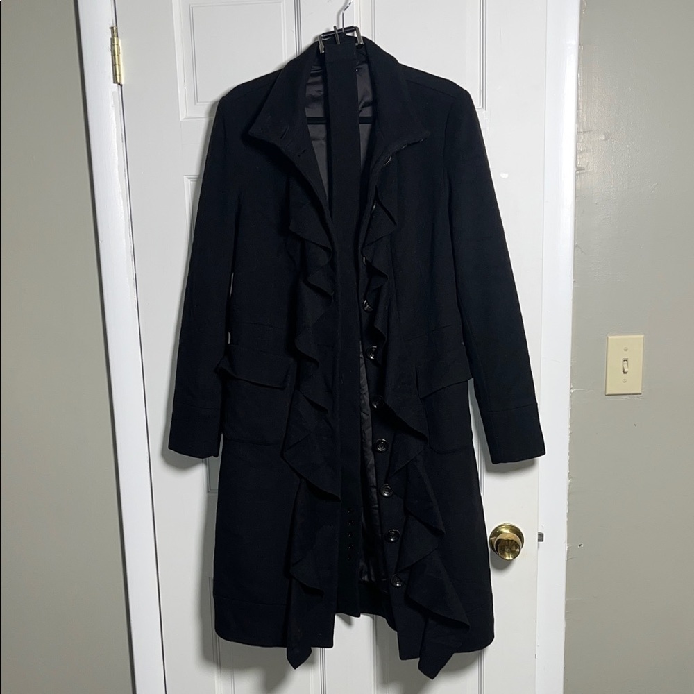 DVF wool cashmere ruffle coat